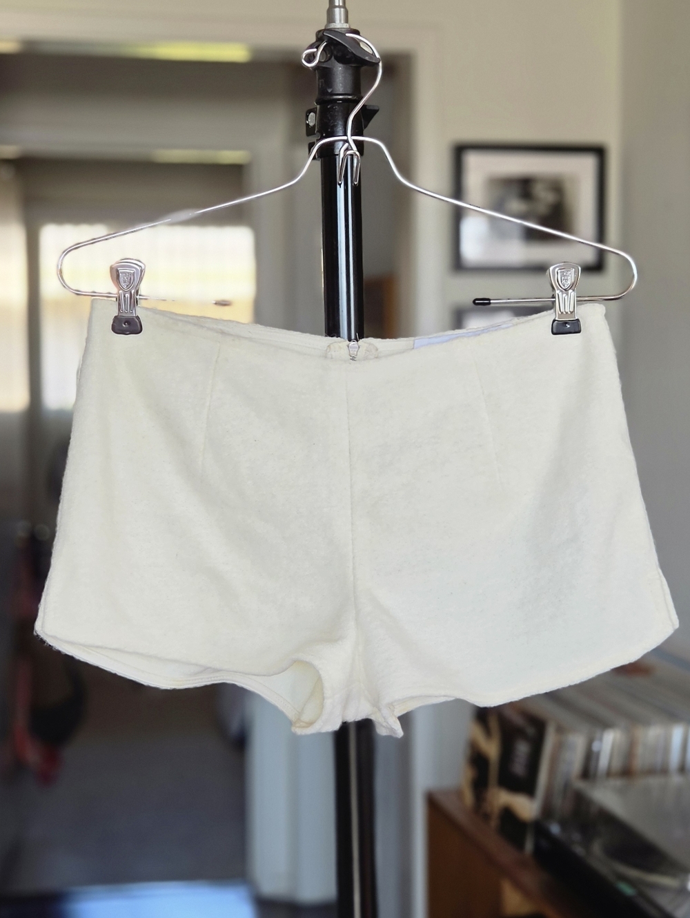MOTHER OF ALL Greta Shorts - Cream Wool Blend Micro Shorts